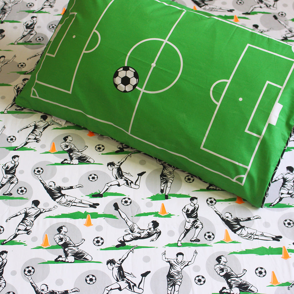 Football 100% Cotton Bedsheet for Boys and Girls with Pillow Cover - Single/Double/King (Can be Personalised)