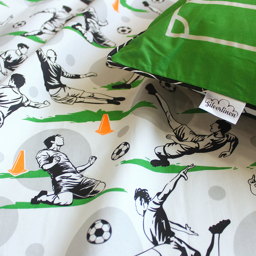 Football 100% Cotton Bedsheet for Boys and Girls with Pillow Cover - Single/Double/King (Can be Personalised)