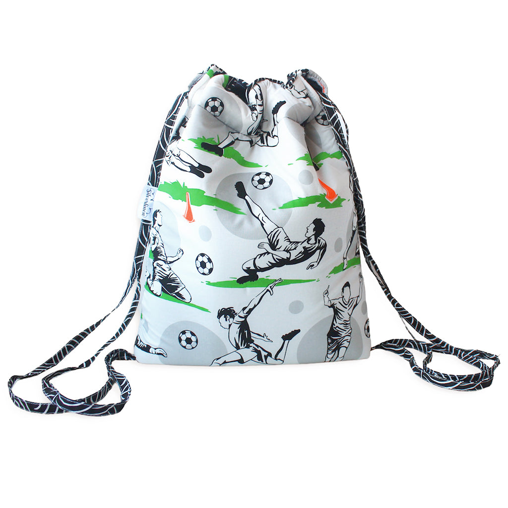 Drawstring Bag with Waterproof Lining || Multipurpose, Swimming Bag, Playtime Bag, Tuition Bag - Football