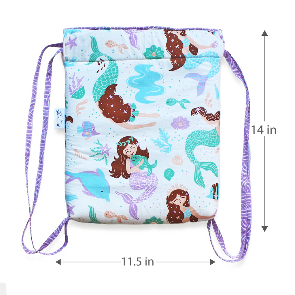 Drawstring Bag and Pouch Combo with Waterproof Lining || Multipurpose - Mermaid