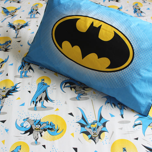 Official DC Comics Batman 100% Cotton Bedsheet with Pillow Cover - Single/Double/King (Can be Personalised)