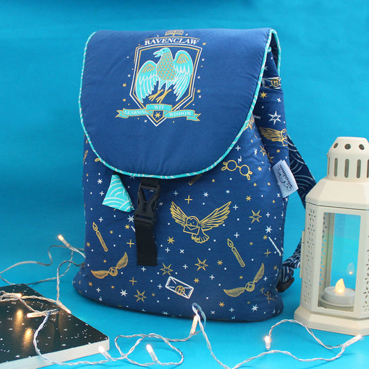 Official Harry Potter House Backpack Bag with Waterproof Lining || Multipurpose, Swimming Bag, Playtime Bag, Tuition Bag (Can be Personalised) - Ravenclaw