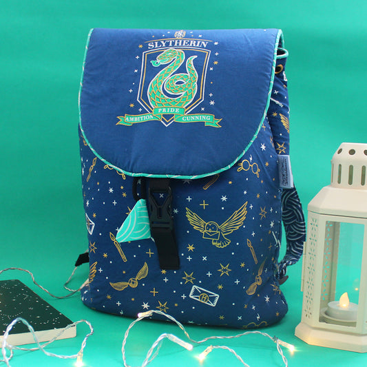 Official Harry Potter House Backpack Bag with Waterproof Lining || Multipurpose, Swimming Bag, Playtime Bag, Tuition Bag (Can be Personalised) - Slytherin