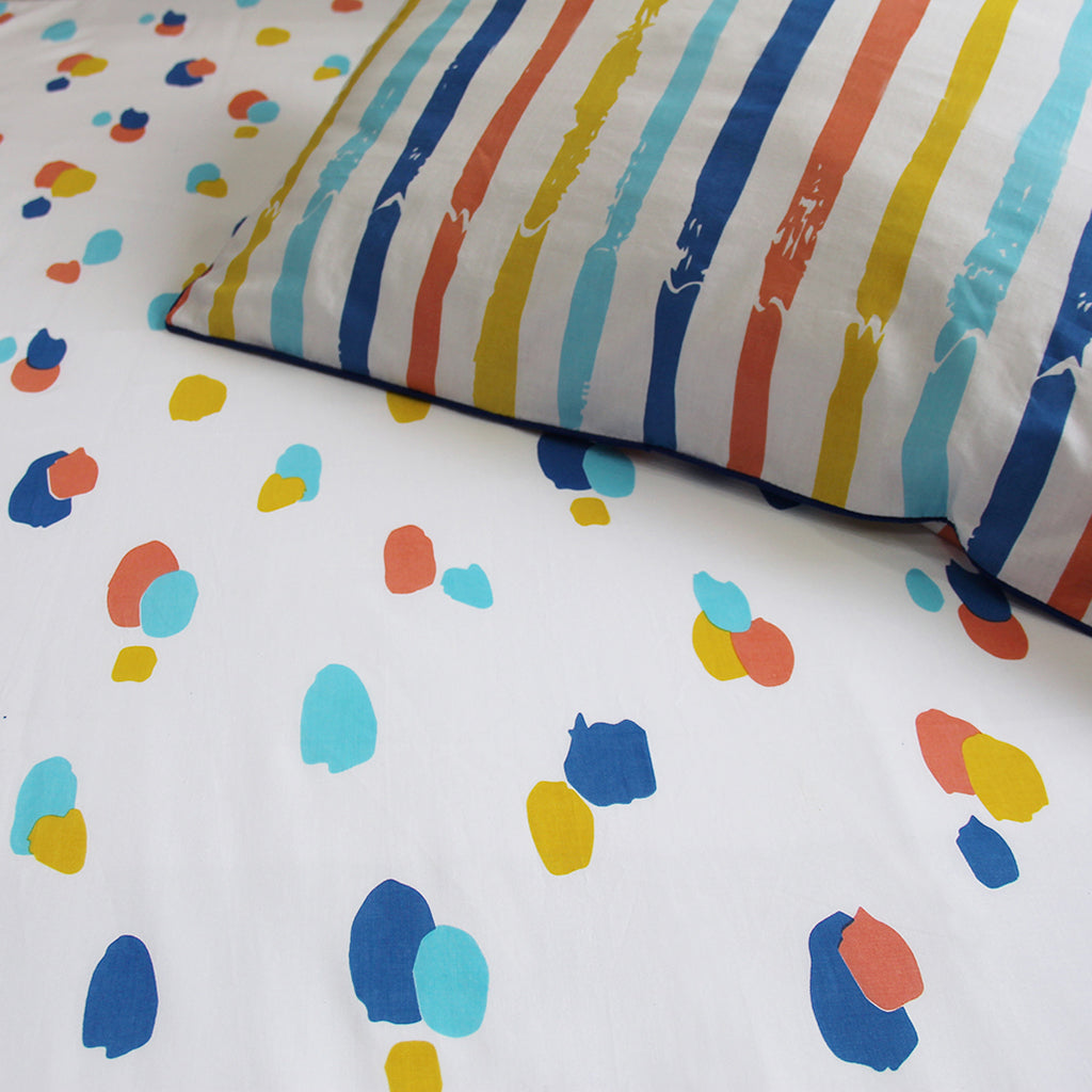 Dots & Stripes 100% Cotton Bedsheet with Pillow Cover - Bold Dots - Single/Double (Can be Personalised)