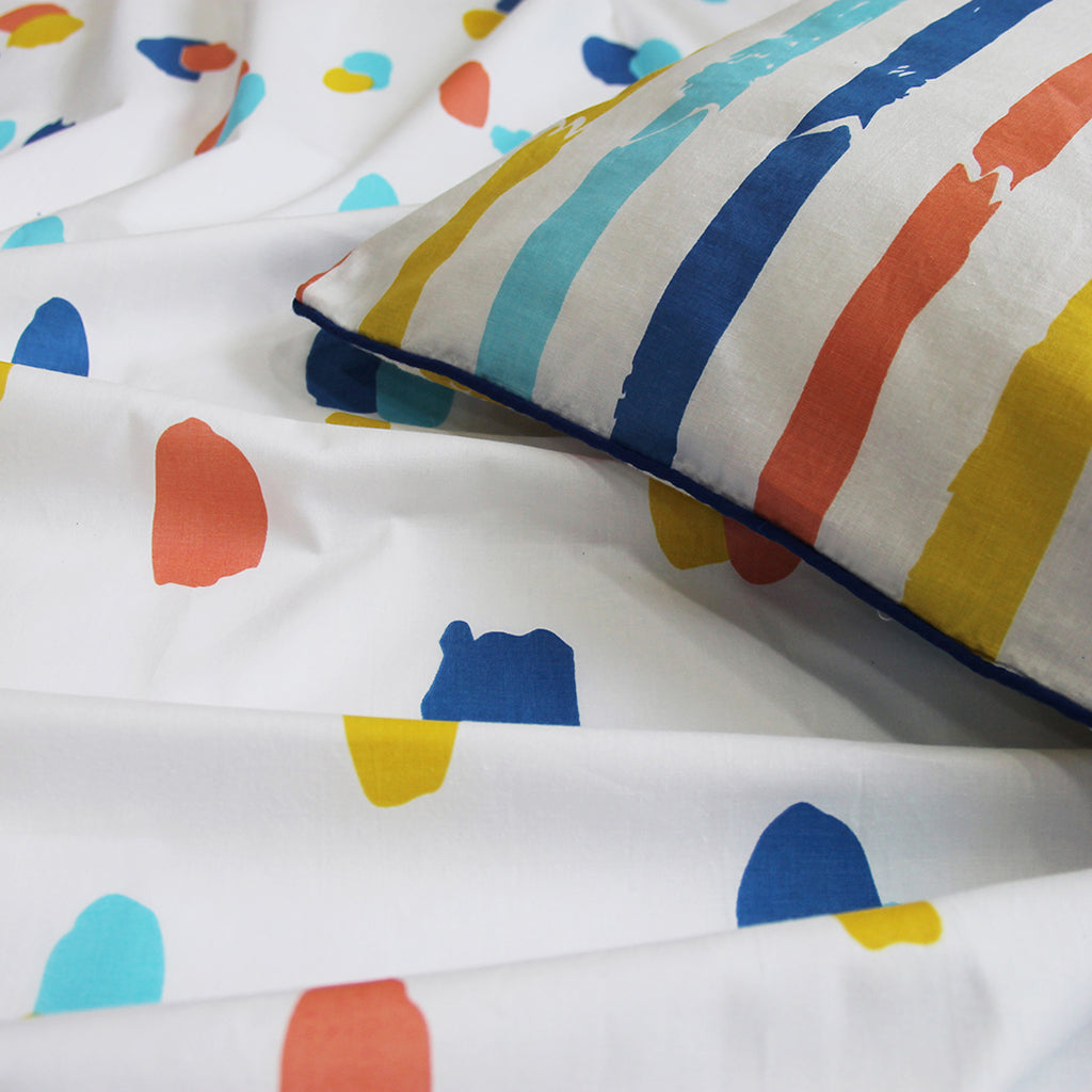 Dots & Stripes 100% Cotton Bedsheet with Pillow Cover - Bold Dots - Single/Double (Can be Personalised)